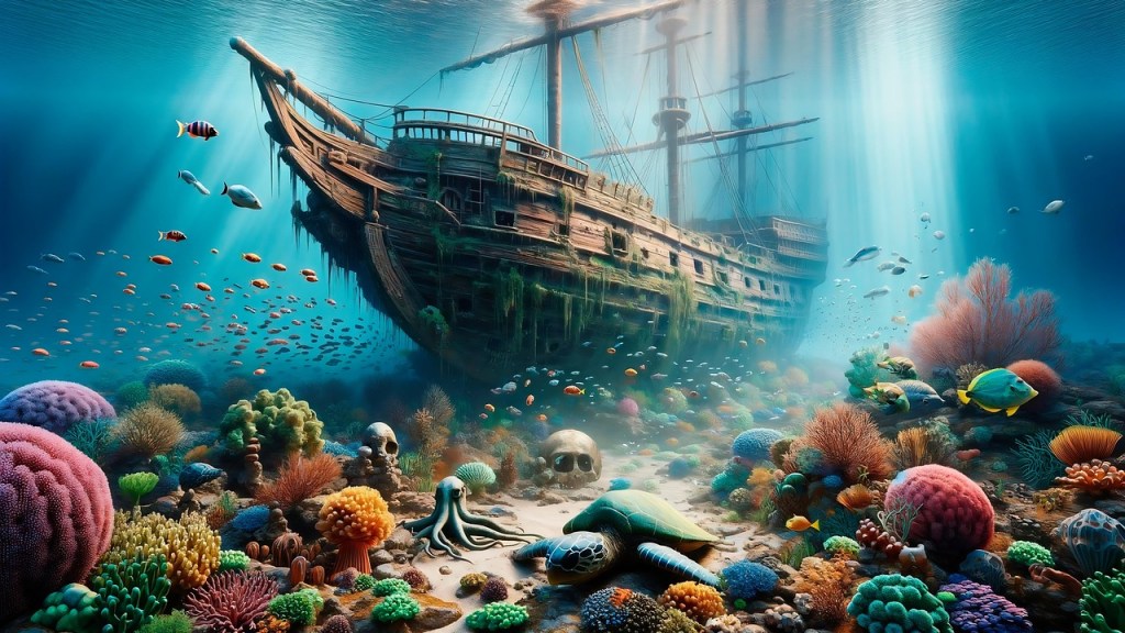 https://pixabay.com/illustrations/ai-generated-ship-wreck-underwater-8710933/