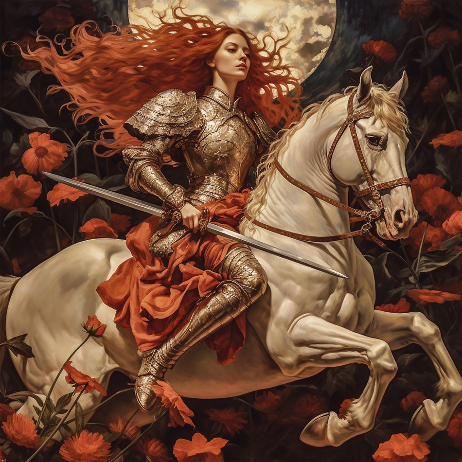https://pixabay.com/illustrations/ai-generated-woman-knight-horse-8371474/