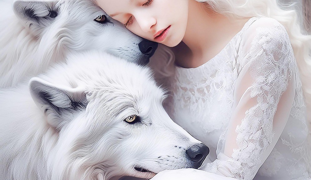https://pixabay.com/illustrations/woman-wolves-winter-dogs-pet-8892702/