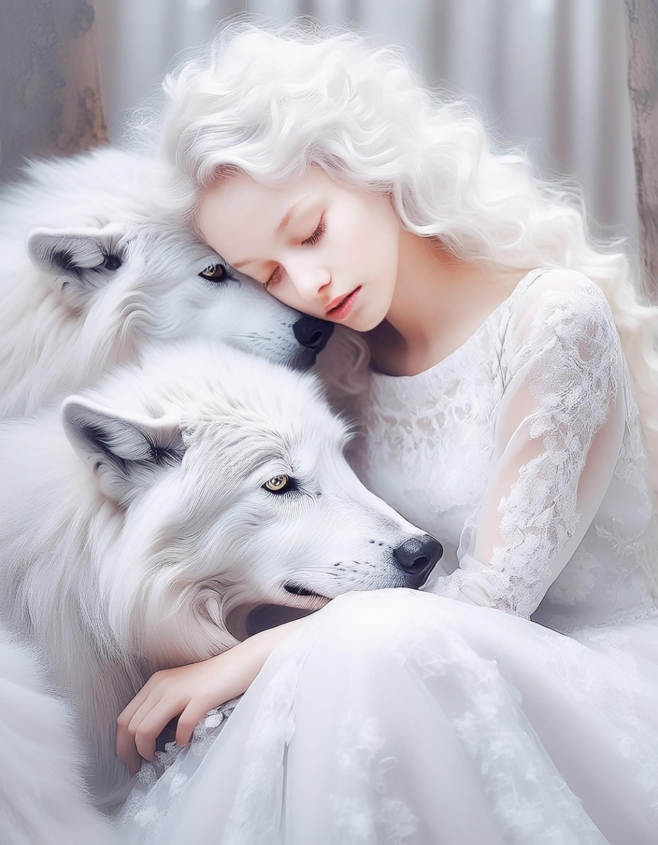 https://pixabay.com/illustrations/woman-wolves-winter-dogs-pet-8892702/