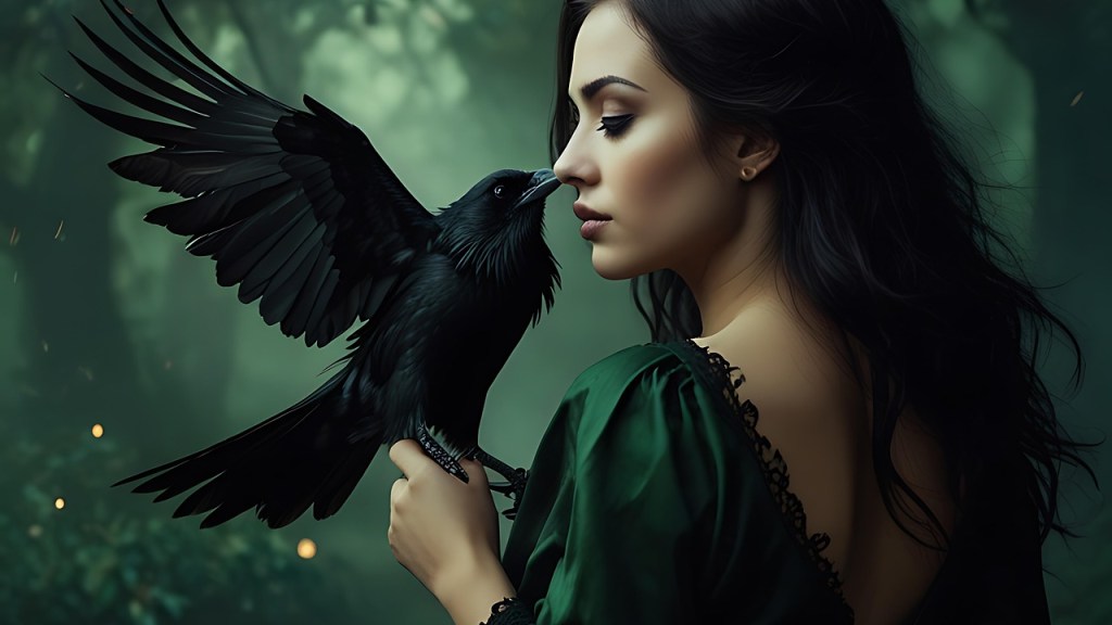 https://pixabay.com/illustrations/crow-bird-girl-portrait-outdoors-8990100/