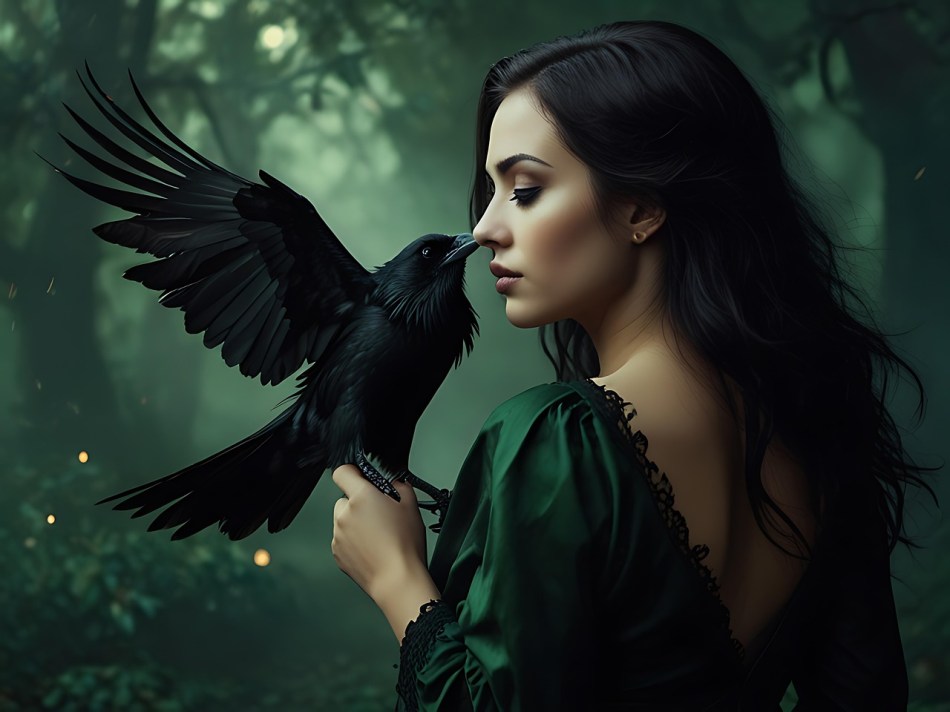 https://pixabay.com/illustrations/crow-bird-girl-portrait-outdoors-8990100/