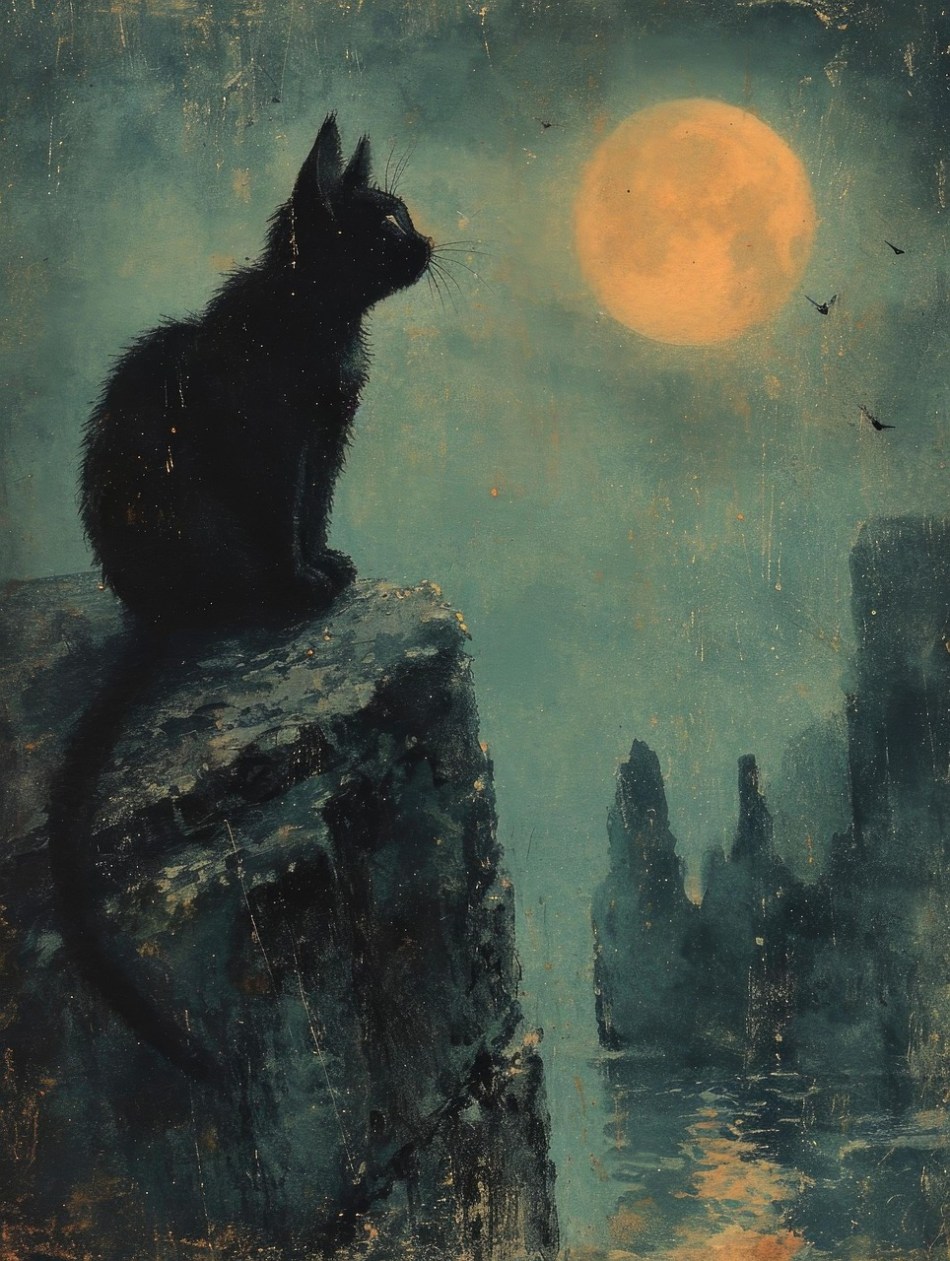 https://pixabay.com/illustrations/ai-generated-black-cat-full-moon-8499520/