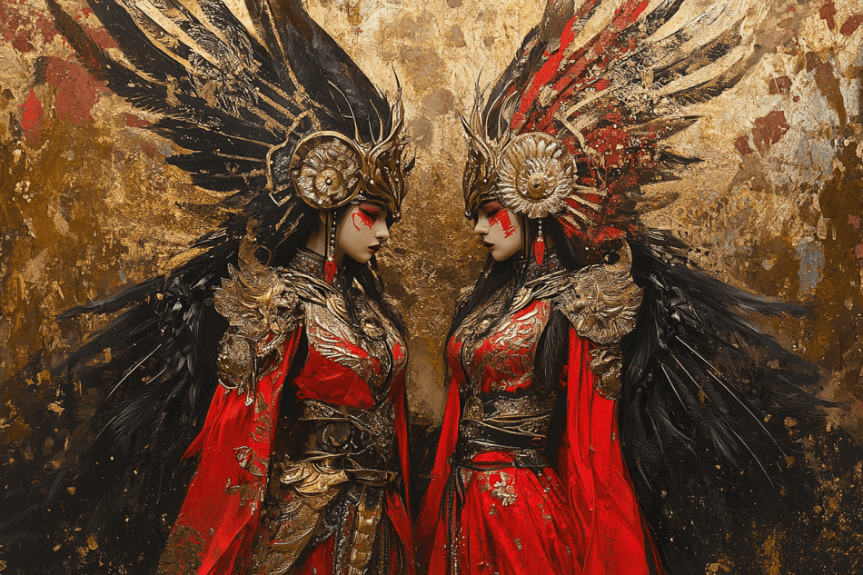 https://pixabay.com/illustrations/twins-women-shamans-feathers-red-9606585/