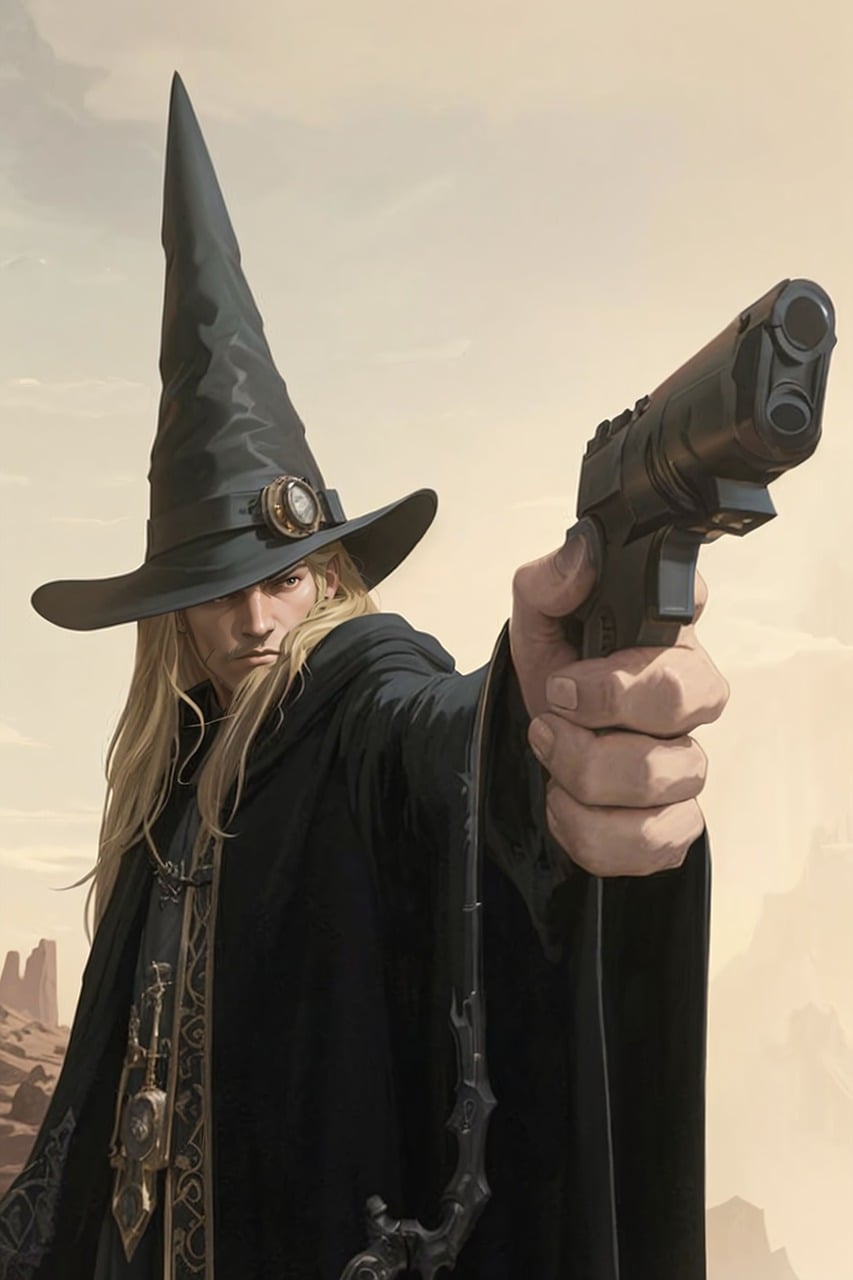 https://pixabay.com/illustrations/ai-generated-gun-wizard-pointed-hat-9340282/