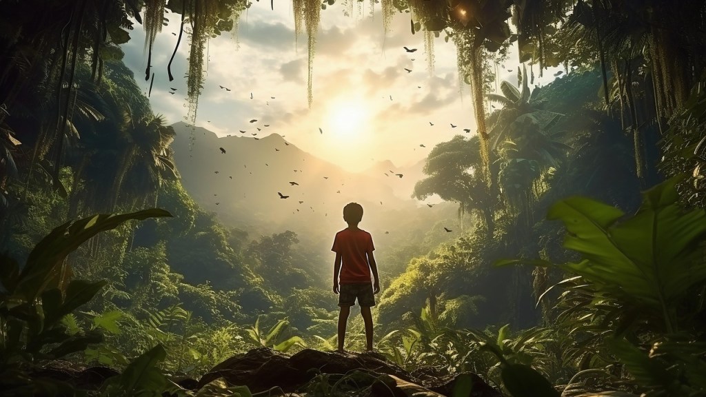 https://pixabay.com/illustrations/boy-status-alone-jungle-generated-8166663/