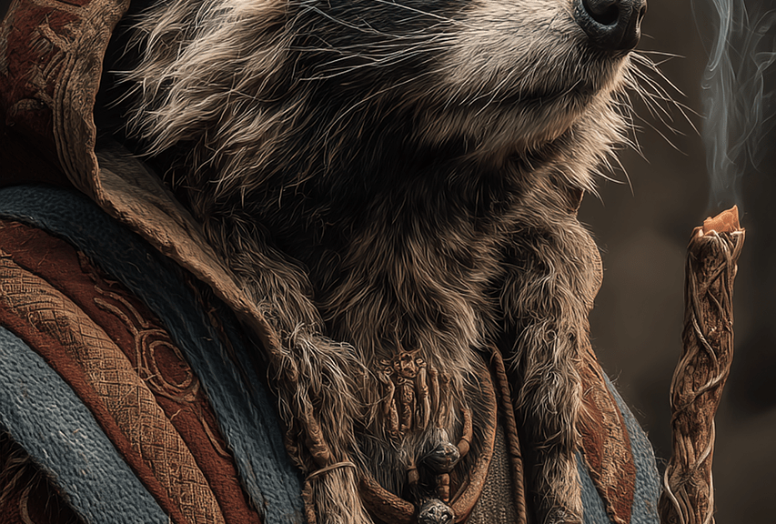 https://pixabay.com/illustrations/raccoon-shaman-fantasy-staff-smoke-9977450/
